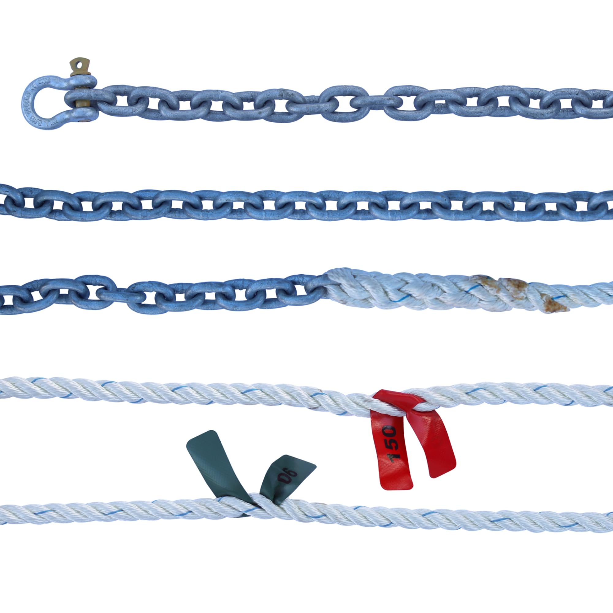 Titan Chain CAR3S91250H5150 Three Strand Anchor Rode, 9/16" x 250' Line, 5/16" x 50' Chain