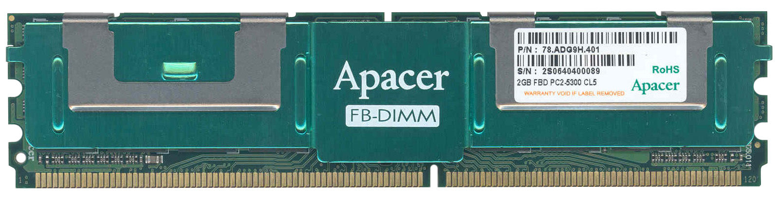 Apacer 2GB (78.ADG9H.401) PC2-5300 DDR2-667MHz ECC Fully Buffered CL5 240-Pin DIMM Dual Rank Memory Module - 78.ADG9H.401
