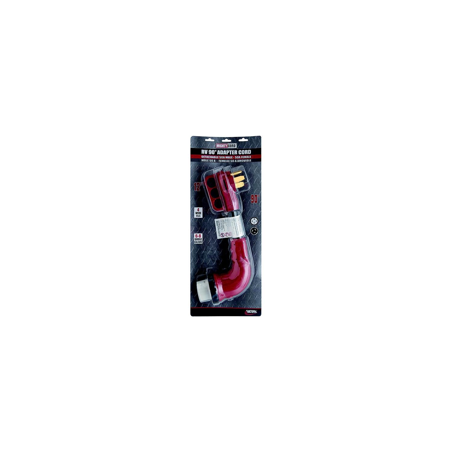 Valterra A10-5050D90VP Mighty Cord 90° Adapter Cord, 50AM-50AF, Carded