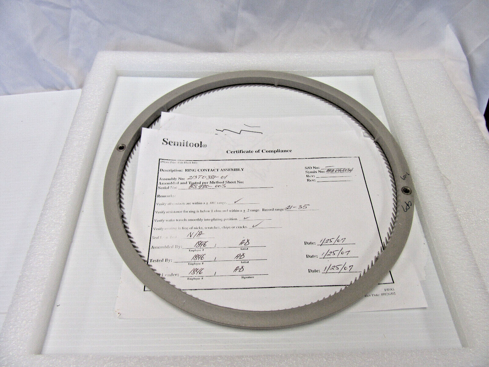 Applied Materials 213T0381-01 Wire Ring Contact - Detail | Alo Tech Solutions