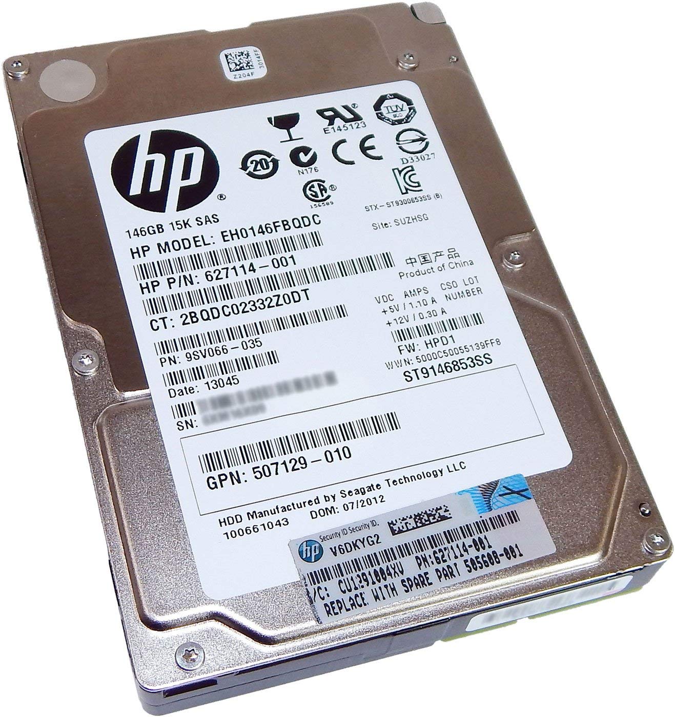 HP EH0146FBQDC 146GB 25in 15K SAS Hard Drv 627114-001