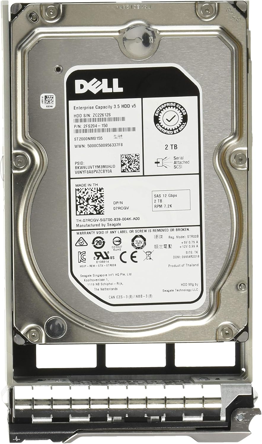 Dell 2TB 7.2K RPM NLSAS 12Gb/s 3.5-inch Hot-Plug Enterprise Hard Drive