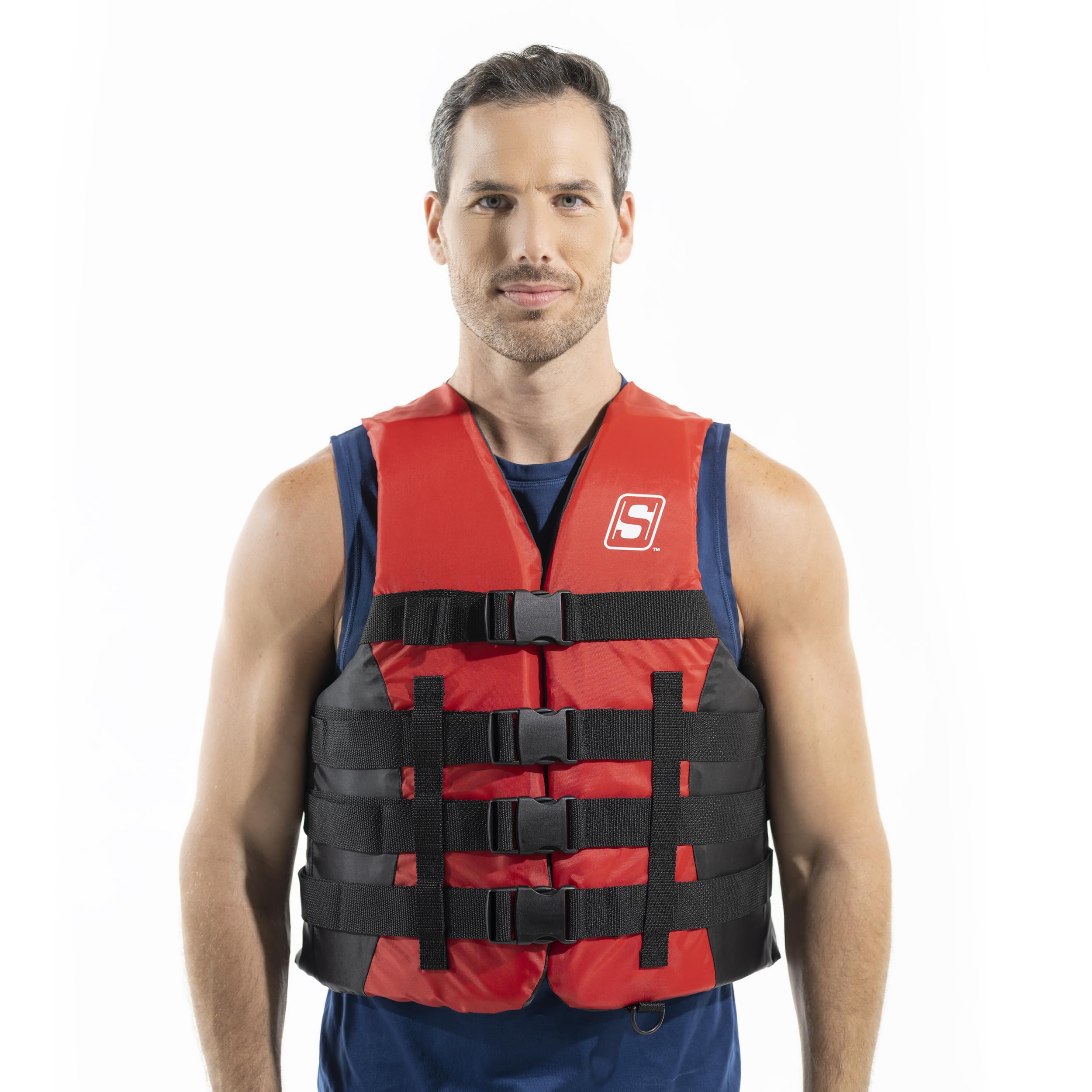 Seachoice 85393 Ski Vest 4 Belt Red, L/XL