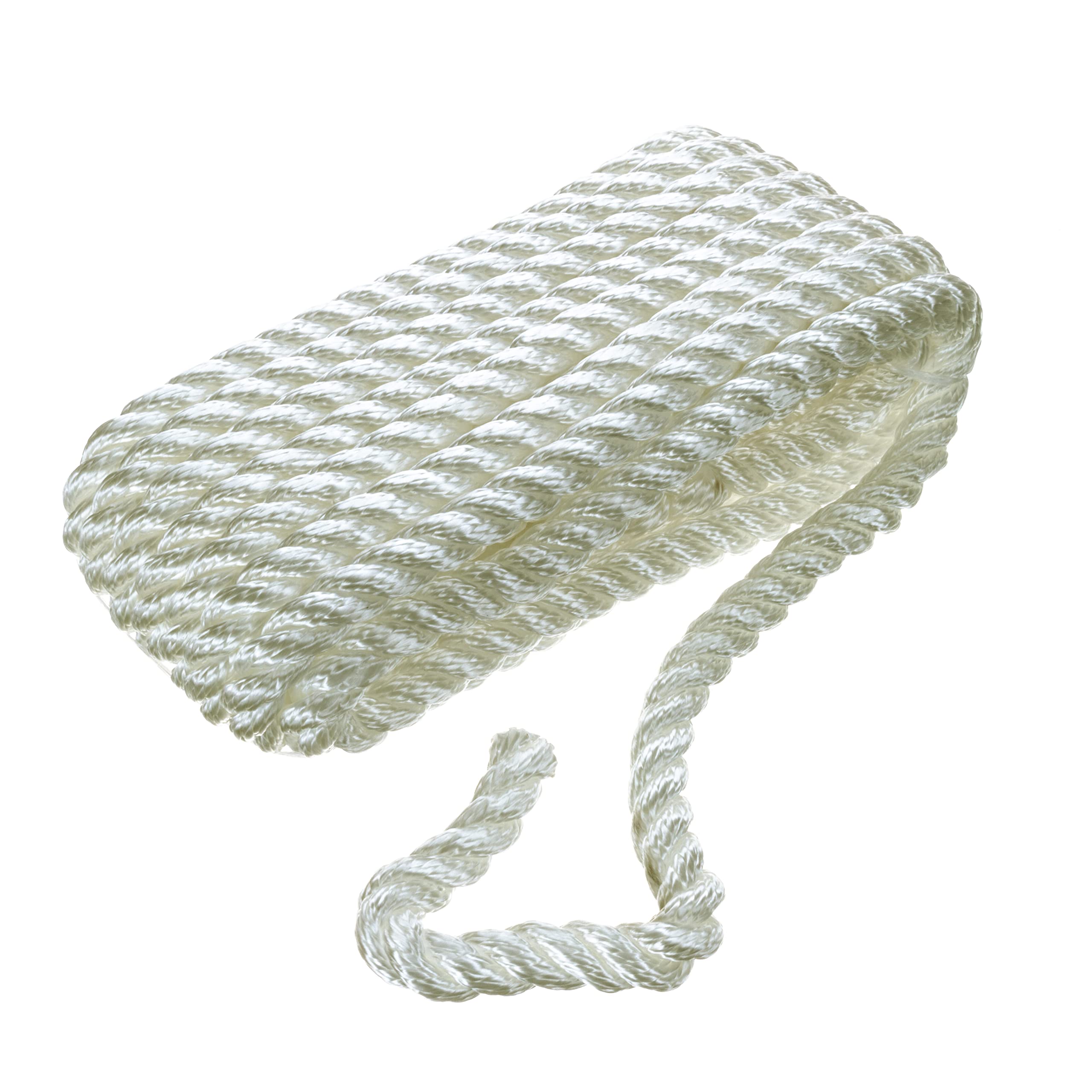 Seachoice 42651 3-Strand Twisted Nylon Dock Line, White, 3/4" x 50'