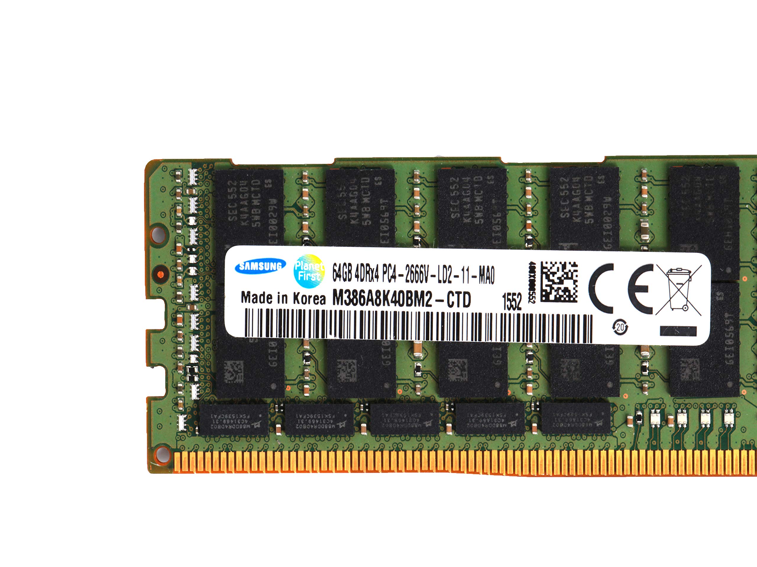 Samsung 64GB PC4-21300 DDR4-2666V-L Load Reduced 4DRX4 CL19 288 PIN 1.20V Memory Module LRDIMM M386A8K40BM2-CTD