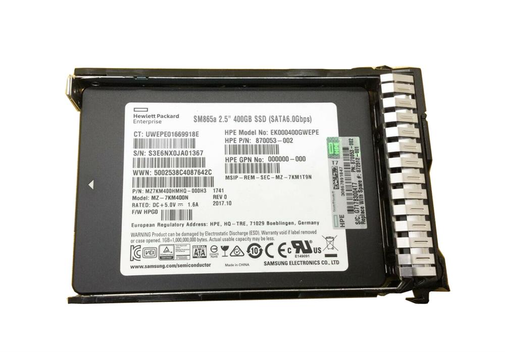 872512-001 HPE 400GB SATA 6Gbps 2.5-inch Write Intensive DS Solid State Drive