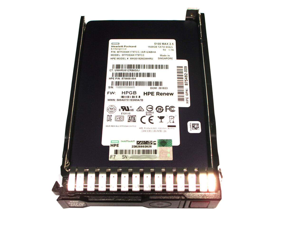 877788-H21 HPE 1.92TB SATA 6Gbps Mixed Use DS 2.5-Inch Solid State Drive with Smart Carrier