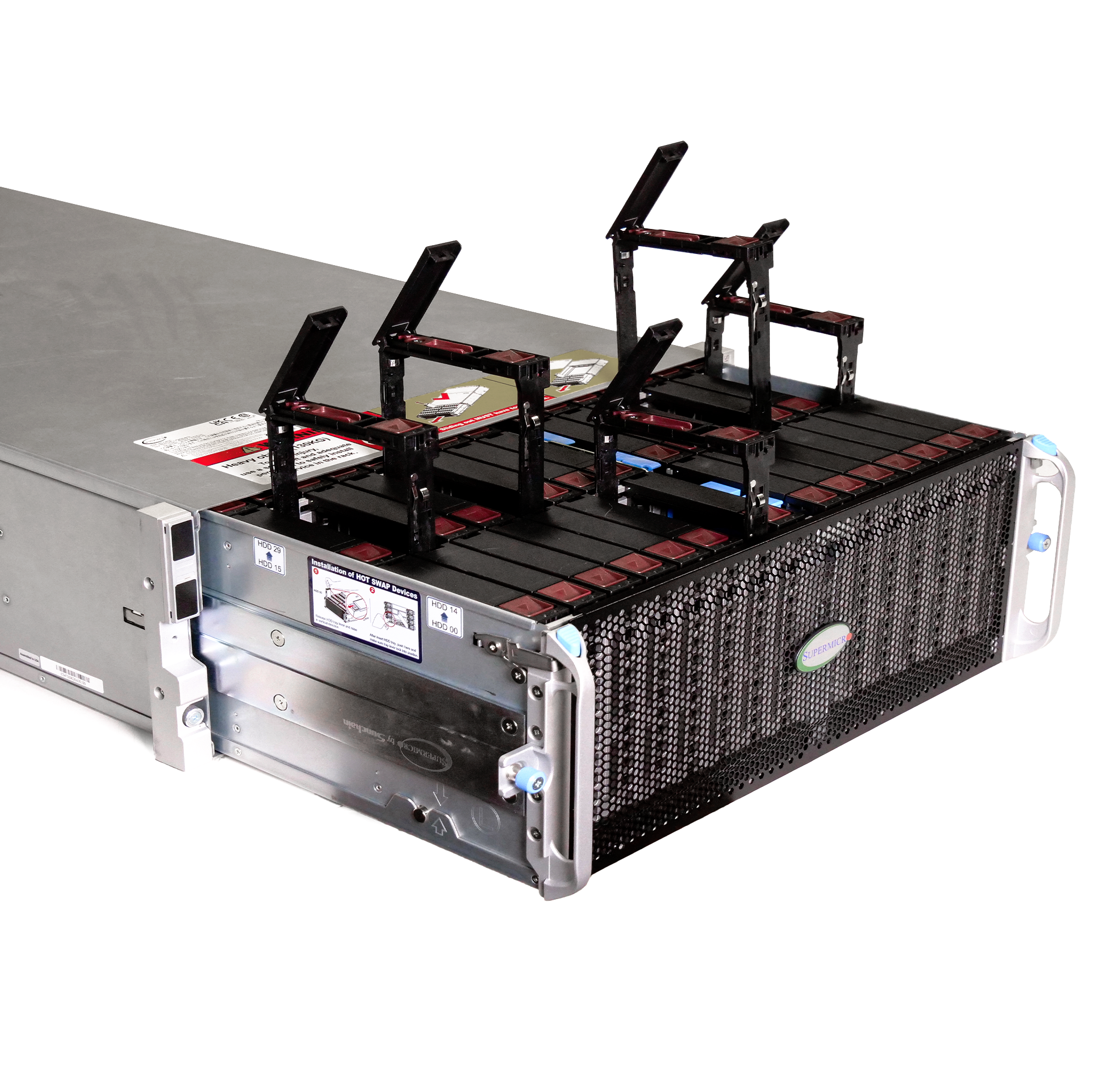 Supermicro SuperChassis 90-Bay Host Managed SMR SATA JBOD 4U Rackmount Front-Load Disk Shelf Storage Array 947HE1C-R2K05 | 90-Bay Data Center JBOD Enclosure | 1.8PB (Refurbished)