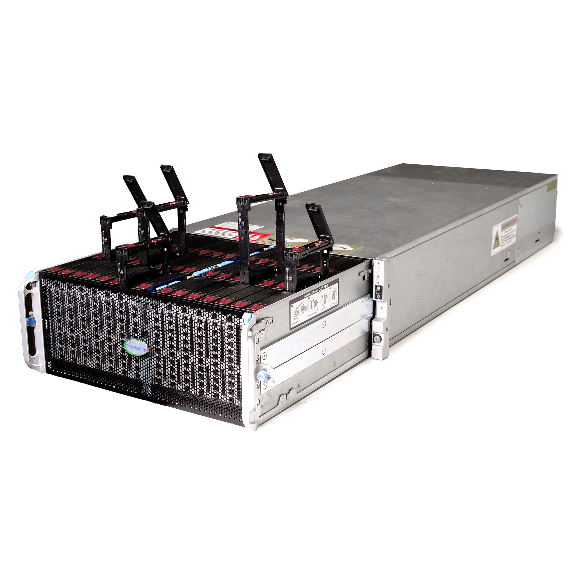 Supermicro SuperChassis 90-Bay SATA JBOD 4U Rackmount Front-Load Disk Shelf Storage Array 947HE1C-R2K05 | 90-Bay Data Center JBOD Enclosure | Up to 2.5PB (Refurbished)