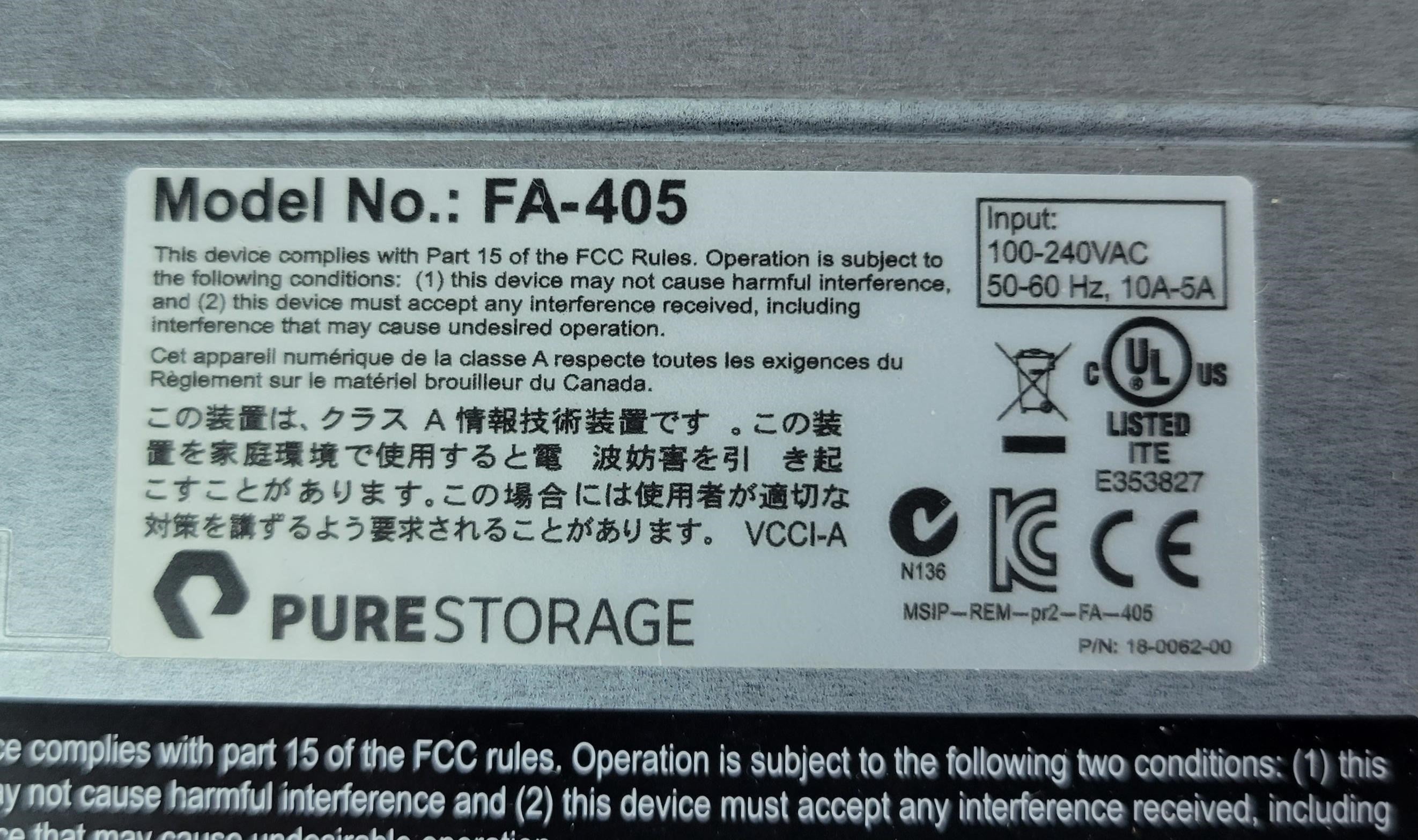PureStorage FA-405 - 1U All Flash storage controller