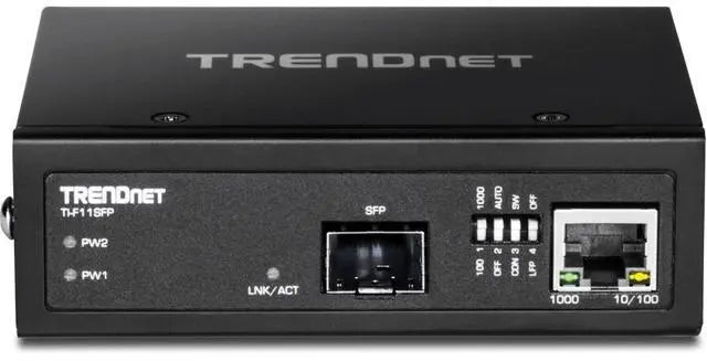 Alt view image 5 of 9 - TRENDnet Hardened Industrial 100/1000 Base-T To SFP Media Converter, DIN-Rail And Wall Mount Hardware Included, Multi Or Single Mode Fiber, Power Supply Sold Separately, Black, TI-F11SFP