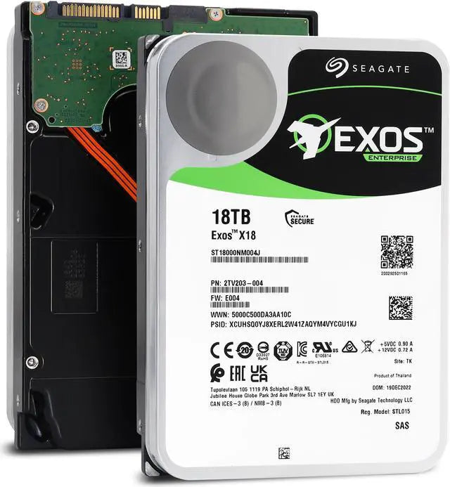 Seagate 18TB Exos X18 7200 RPM SAS 12Gb/s 512e/4Kn 256MB Cache 3.5-Inch Enterprise Hard Drive HDD (ST18000NM004J)
