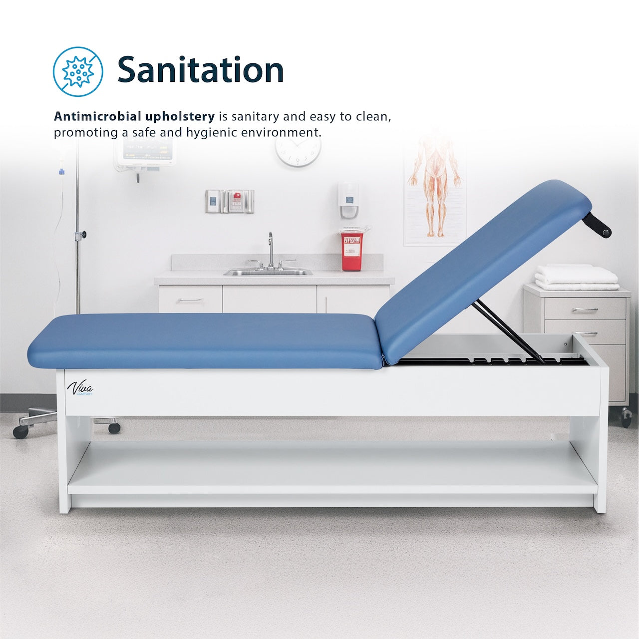 Lucas Plus Recovery Couch w/ Shelf, Adjustable Back & Antimicrobial Upholstery