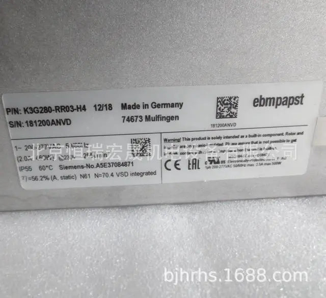 Centrifugal fan K3G280-RR03-H4 K3G280-RR04-H9 Germany ebmpapst motor fan