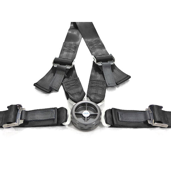 Crew 4-Pt Rotary Assembly, Permanent Left Locking Side Adjusters On Harness & Lap Belt Black