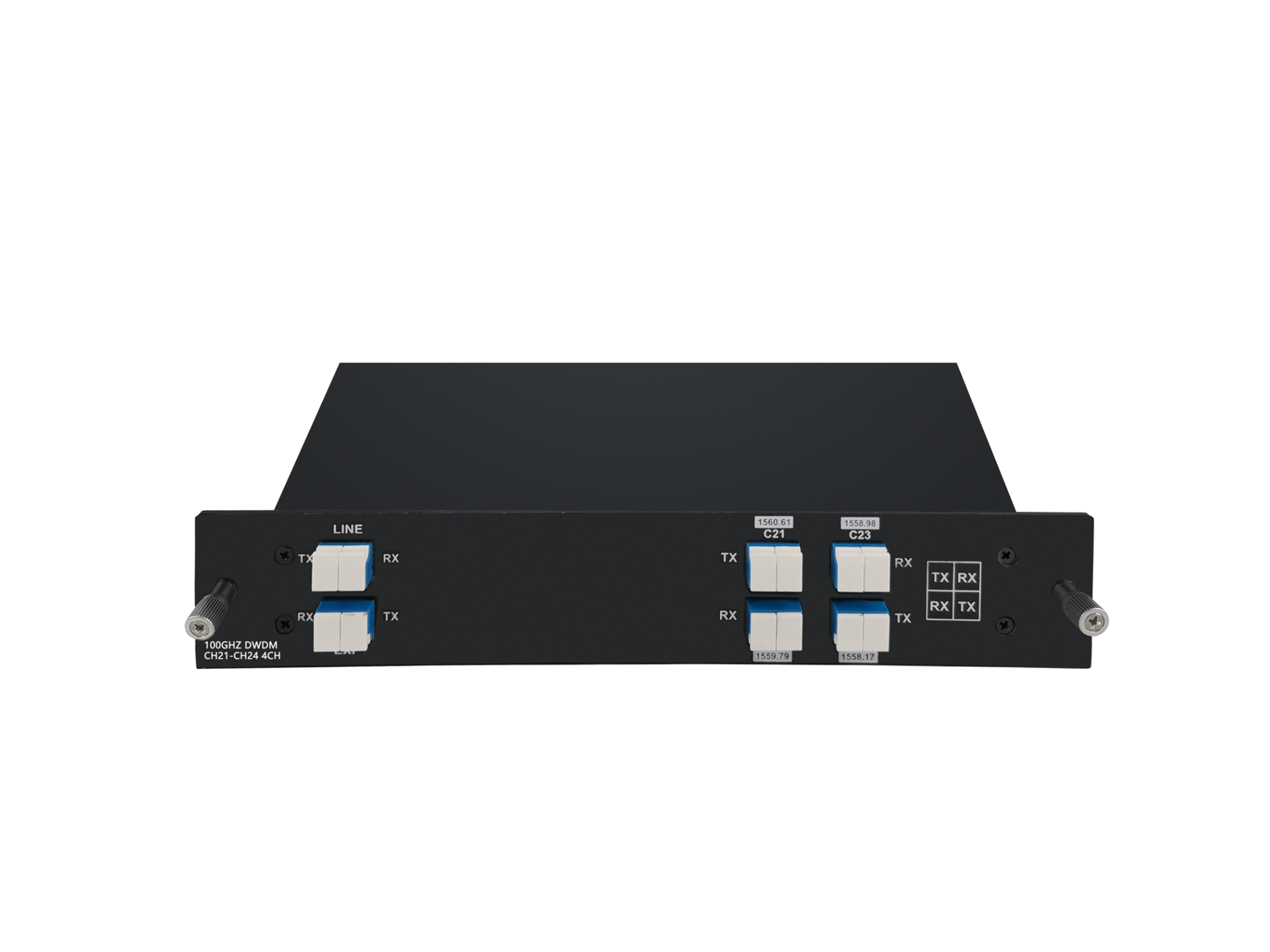 4CH 100GHz, Dual Fiber with Monitor, Expansion and 1310nm Port, LC/UPC, DWDM Mux Demux, FMU Plug-in Module