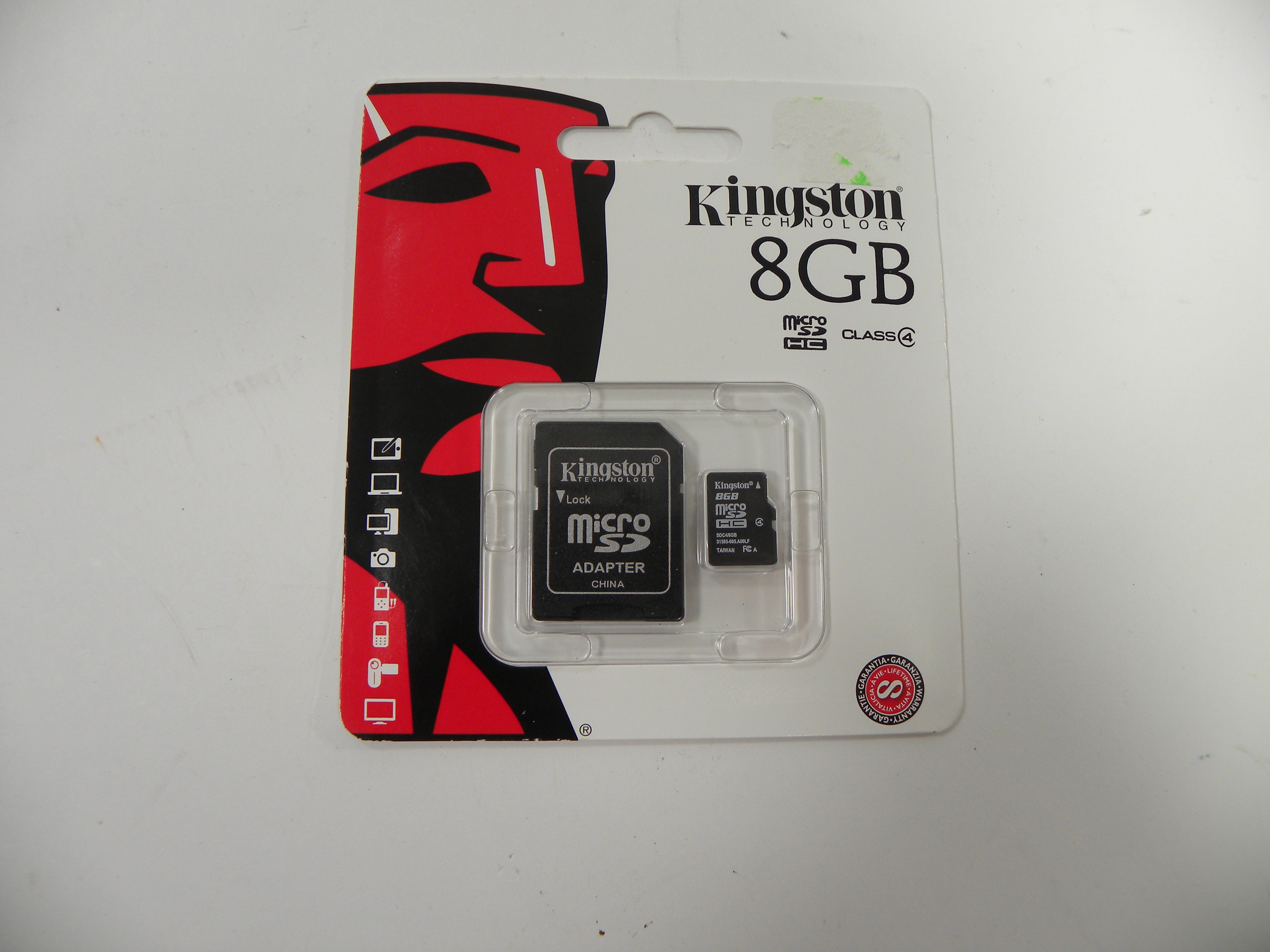 Kingston Technology 8GB Micro SDHC Class 4 SD Memory card w/adapter