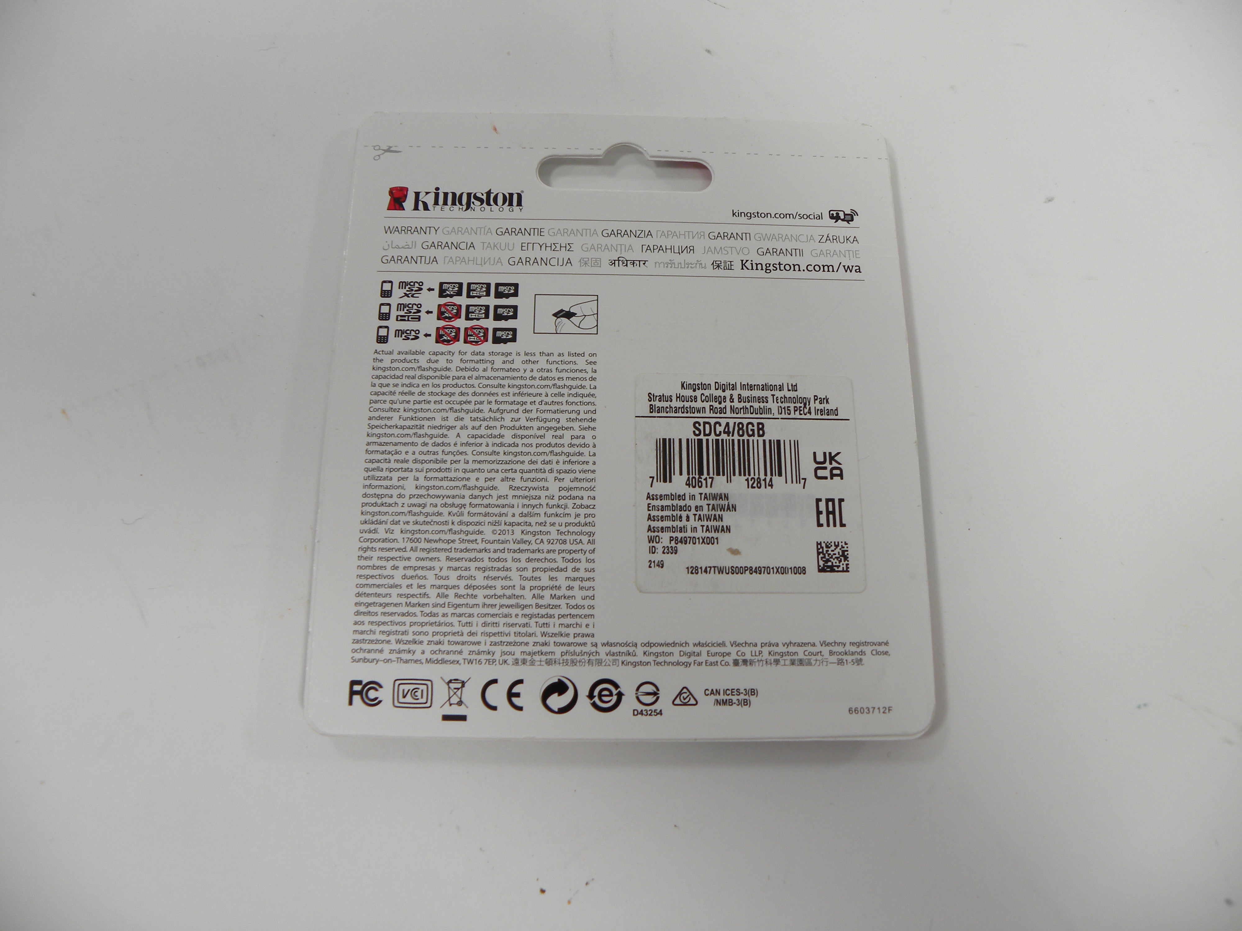 Kingston Technology 8GB Micro SDHC Class 4 SD Memory card w/adapter