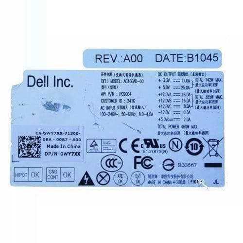 Dell 460W Power Supply Unit PSU XPS 7100, 8300 Systems, D460AD-00-FoxTI