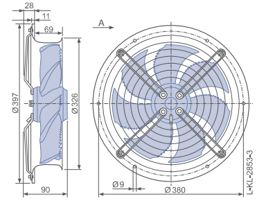 FN030-4EL.WA.A7 ZIEHL-ABEGG Axial Fan 0.09kW 230/V 0.39A 1290rpm