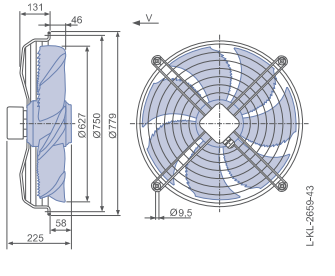 FN056-6EK.4I.V7P2 ZIEHL-ABEGG Axial Fan 1~230V 0.66kW 3A 860rpm