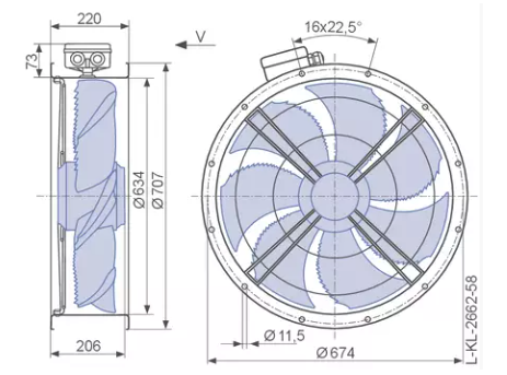 FN063-NDF.4F.V7P1 ZIEHL-ABEGG Axial Fan 3~400V 0.13/0.07 kW 0.32/0.14 A