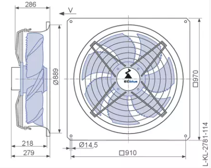FN080-ZIS.DG.V5P4 ZIEHL-ABEGG Axial Fan 3.1 kW 4.8/3.8A 1100 rpm