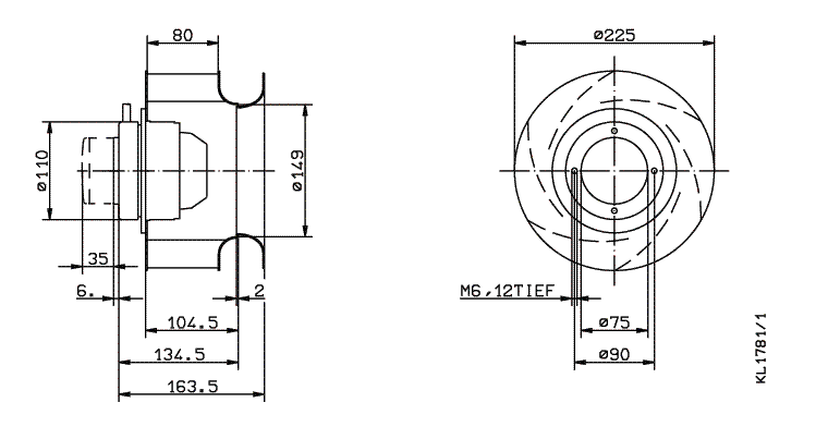 RH22M-2EK.1E.1R ZIEHL-ABEGG centrifugal fan 1-230V 50HZ 2750PRM