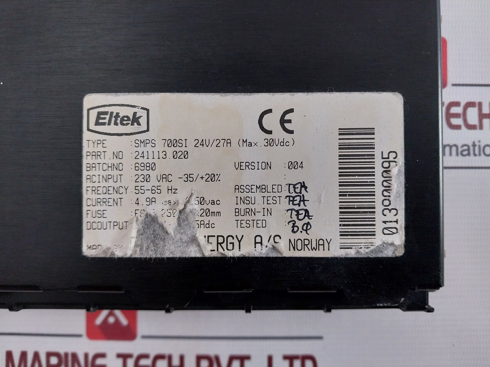 Eltek Smps 700Si Power Supply 241113.020 24V/27A 230Vac/24Vdc/28A 55-65Hz