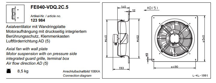 FE040-VDQ.2C.5 ZIEHL-ABEGG Axial Fan