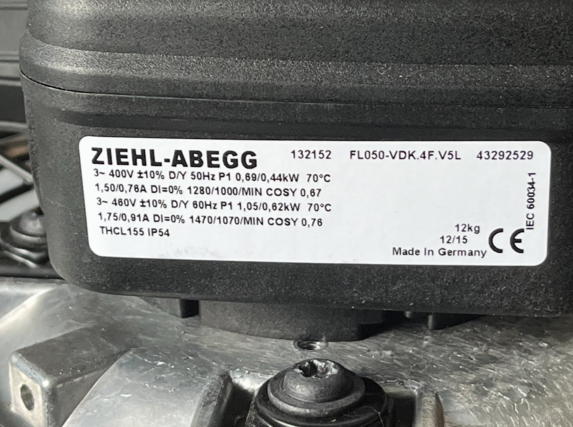 FL050-VDK.4F.V5L ZIEHL-ABEGG Axial Fan 400V 0.63/0.44KW 1340/1020RPM