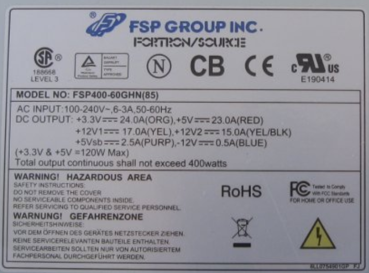 FSP GROUP INC FSP400-60GHN SERVER – POWER SUPPLY 400W, FSP400-60GHN(85)