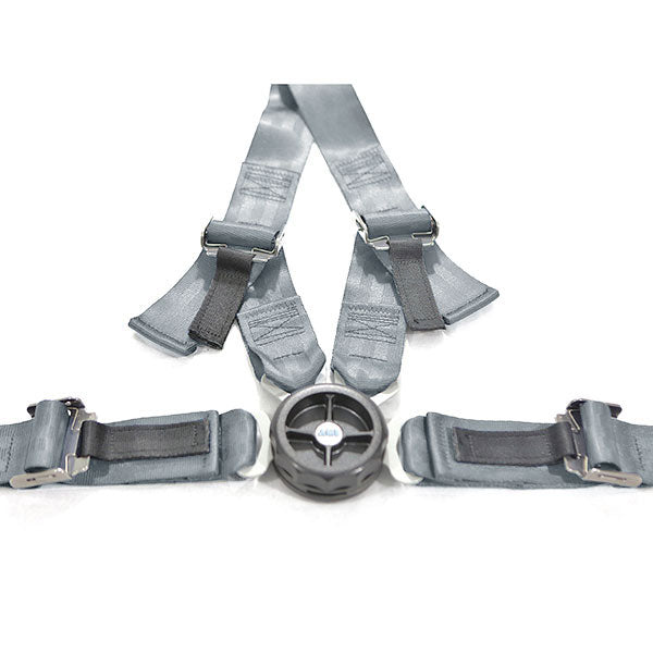 Crew 4-Pt Rotary Assembly, Permanent Right Locking Side Adjusters On Harness & Lap Belt Gray