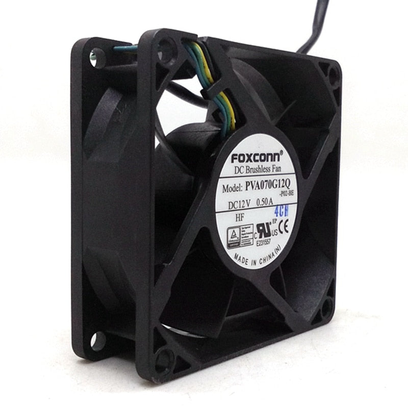 Foxconn PVA070G12Q 70x70x25mm 12V DC 0.50A 4-Wire Axial Cooling Fan