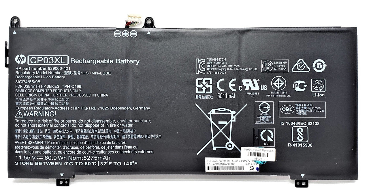 HP TPN-Q199 - 6-Cell CP03XL CP03 Battery for HP Spectre 13 X360 13-ae013dx 13-ae011dx 13t-ae012dx 13-ae Series