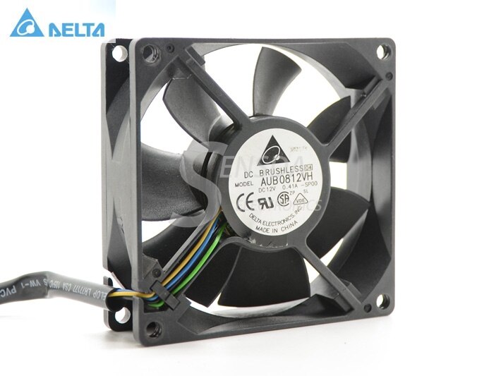 Delta AUB0812VH 80x80x25mm 12V DC 0.41A 4-Wire Axial Cooling Fan