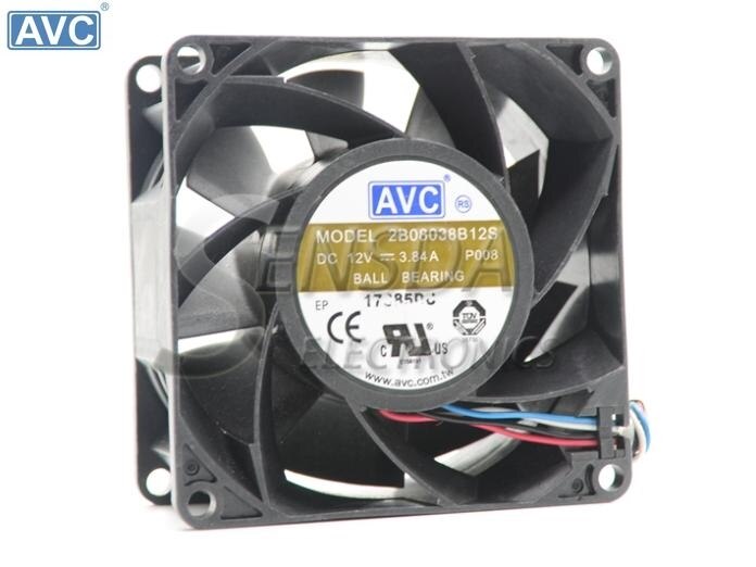 AVC 2B08038B12S 80x80x38mm 12V DC 3.84A 4-Wire Axial Cooling Fan