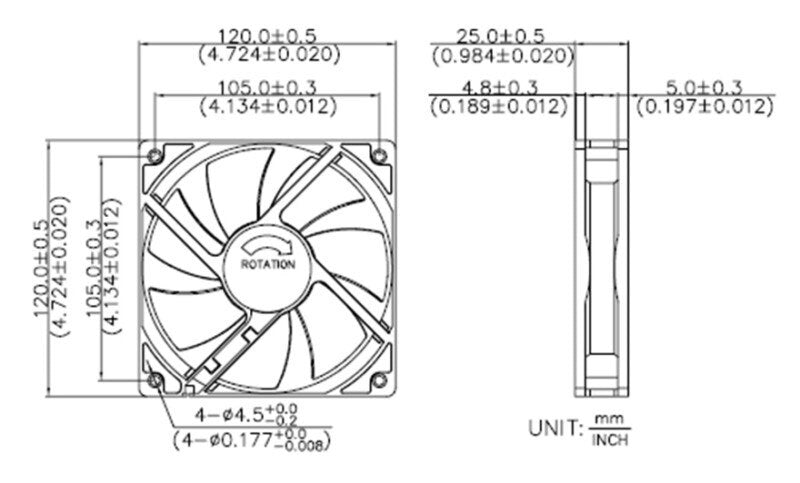 ADDA AD1212LB-A71GL 120x120x25mm 12V DC Axial Cooling Fan