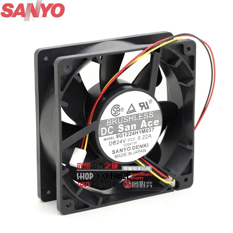 Sanyo Denki 9G1224H1M037 120x120x38mm 24V DC 0.22A Axial Cooling Fan