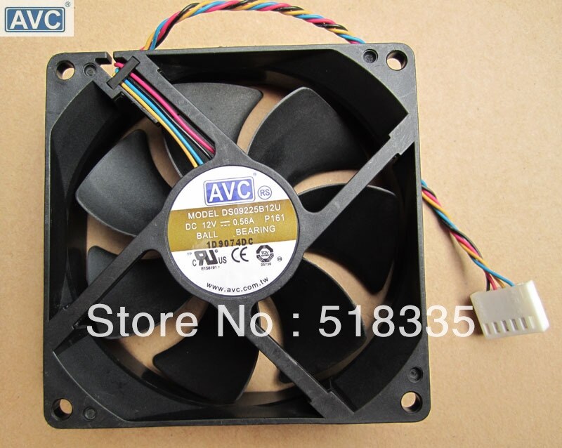 AVC DS09225B12U 90x90x25mm 4-Wire Axial Cooling Fan