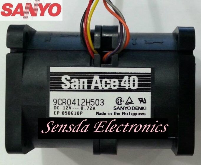 Sanyo Denki 9CR0412H503 40x40x56mm 12V DC 0.72A 6-Wire Axial Cooling Fan
