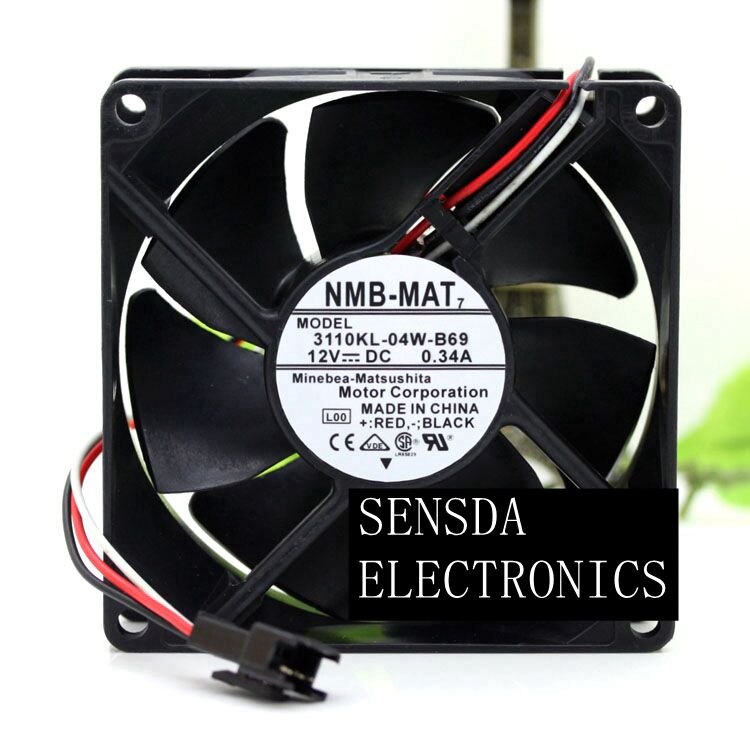 NMB 3110KL-04W-B69 80x80x25mm 12V DC 0.34A Axial Cooling Fan