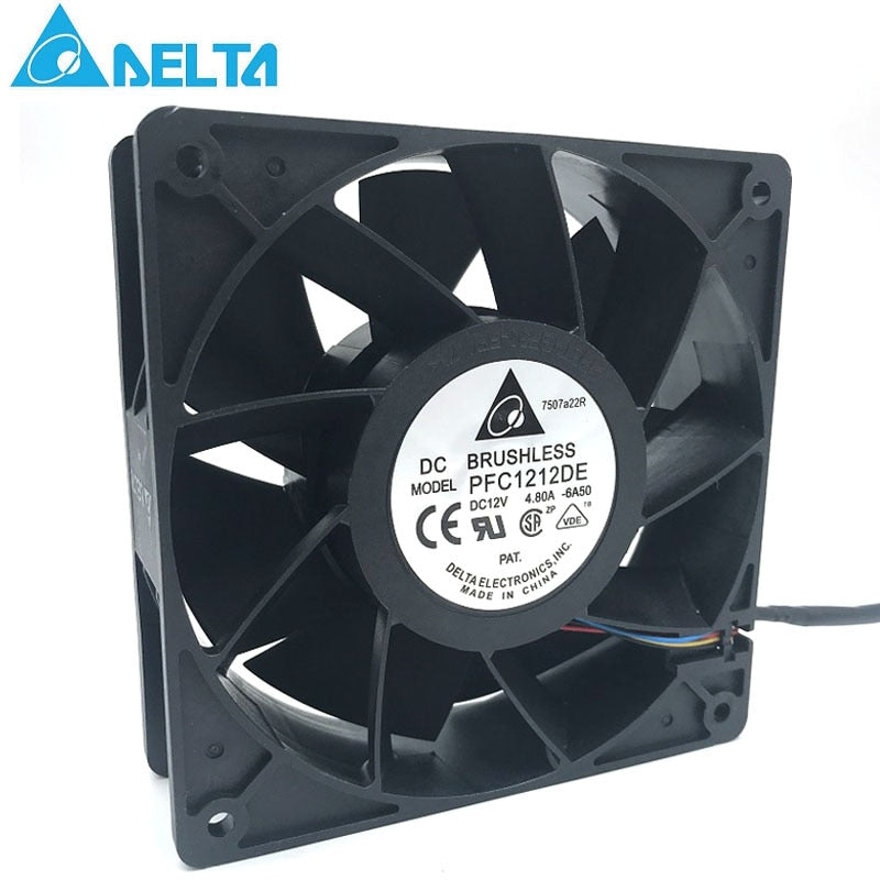 Delta PFC1212DE-F00 120x120x38mm 12V DC 4.00A 4-Wire PWM Axial Cooling Fan