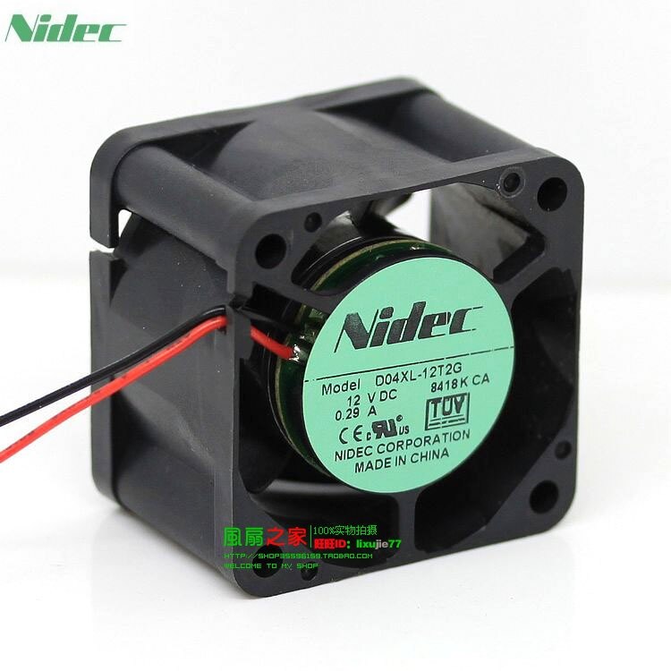 Nidec D04XL-12T2G 40x40x28mm 12V DC 0.29A Axial Cooling Fan