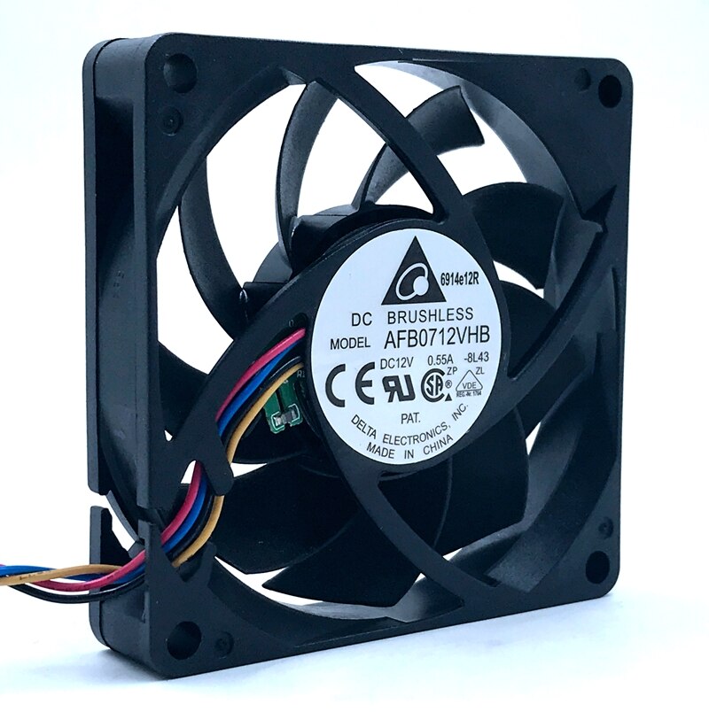 Delta AFB0712VHB 70x70x15mm 12V DC 0.55A 4-Wire PWM DC Axial Fan