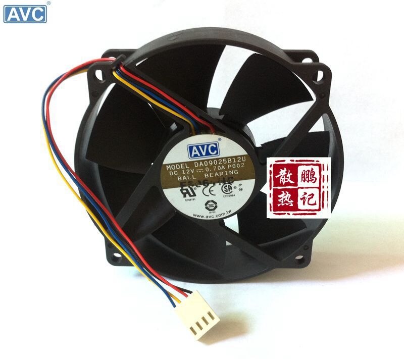 AVC DA09025B12U 90x90x25mm 4-Wire Axial Cooling Fan