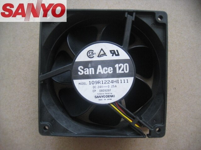 Sanyo Denki 109R1224H1111 120x120x38mm 24V DC 0.25A Axial Cooling Fan