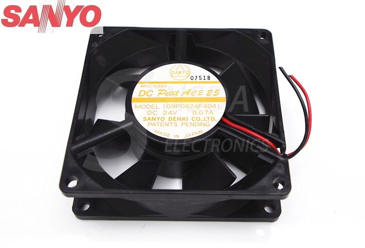 Sanyo Denki 109P0824F4041 80x80x25mm 24V DC 0.07A Axial Cooling Fan