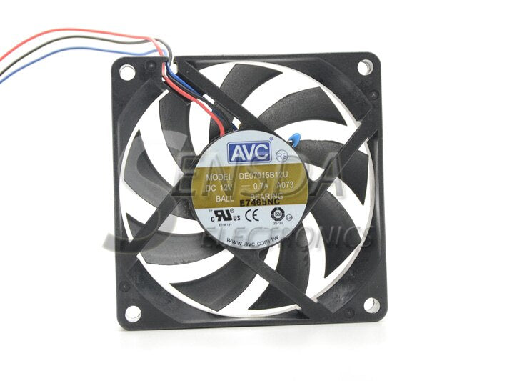 AVC DE07015B12U 70x70x15mm 12V DC 0.7A 4-Wire Axial Cooling Fan