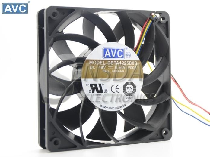 AVC DBTA1225B8S 120x120x25mm 48V DC 0.5A 4-Wire Axial Cooling Fan